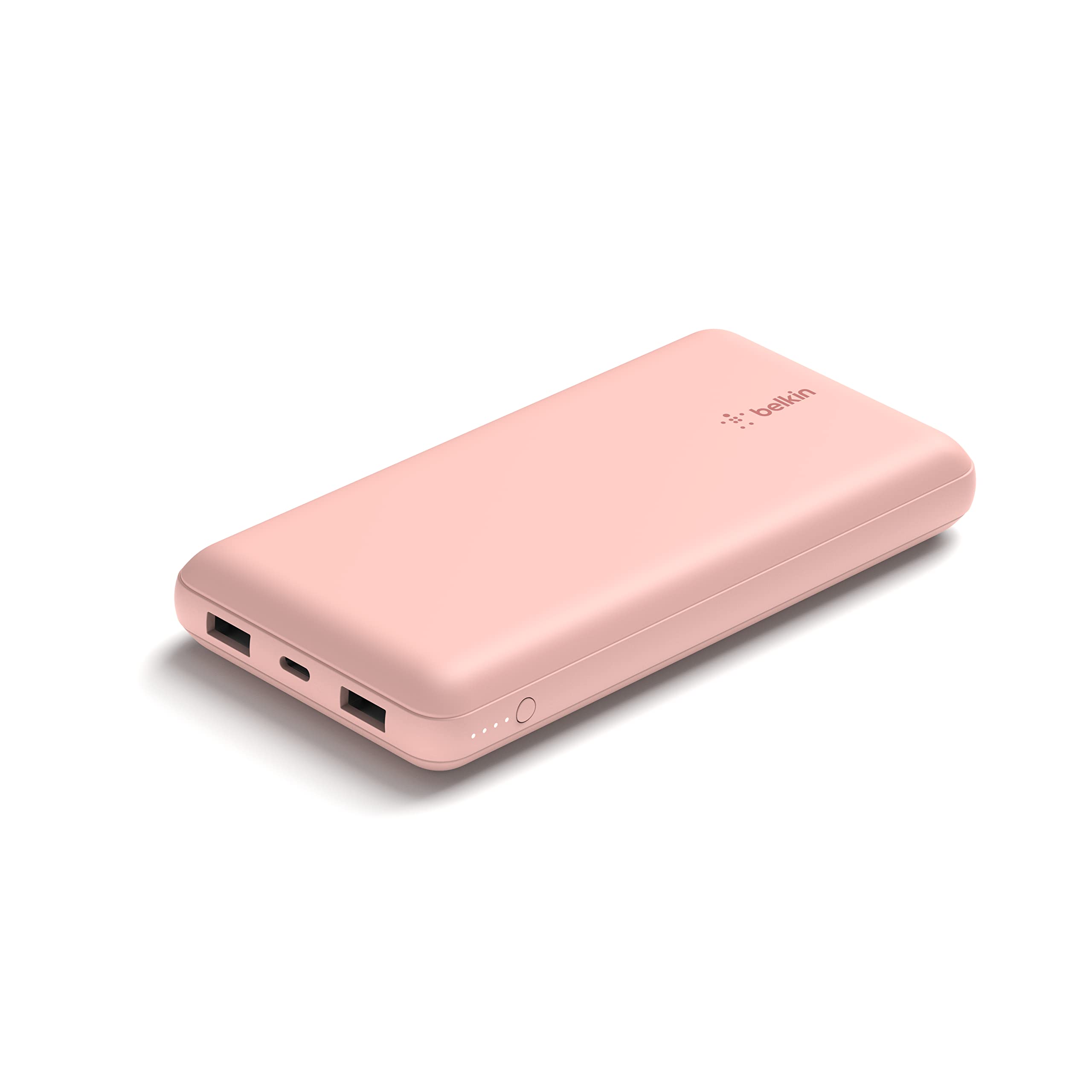 Belkin Portable Charger, USB C Power Bank 20000 mAh w/ 1xUSB-C Port & 2xUSB-A Ports, 15W w/ Type-A to Type-C Cable - iPhone 17, Air, Pro, Pro Max, Samsung Galaxy S25, Google Pixel 10, etc. - Rose Gold