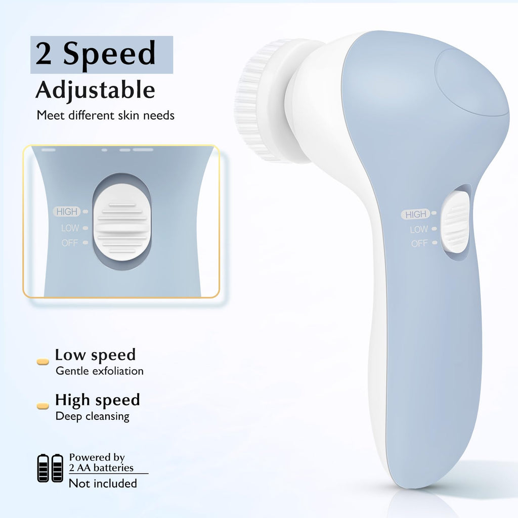 COSLUS Facial Cleansing Brush Silicone Face Scrubber: 2 in1 FBS-D Electric Exfoliating Massage Device Waterproof Deep Cleaning Exfoliation Rotating Spa Machine - Electronic Skin Care Wash Clean System