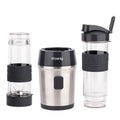 H.Koenig Mini frullatore SMOO9 Smoothie Maker, 570mL, 300W, 4 lame in acciaio inox, senza BPA, 2 bottiglie portatili da viaggio, frullati e frappé, Grigio