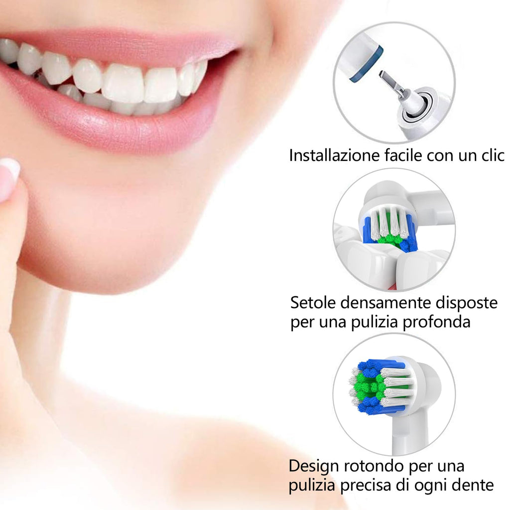Genkent Testine Compatibile con Braun Oral b Spazzolino Elettrico, 20 Testina di Ricambio adatto a Pro/Advance Power/Smart/Vitality/Genius Series