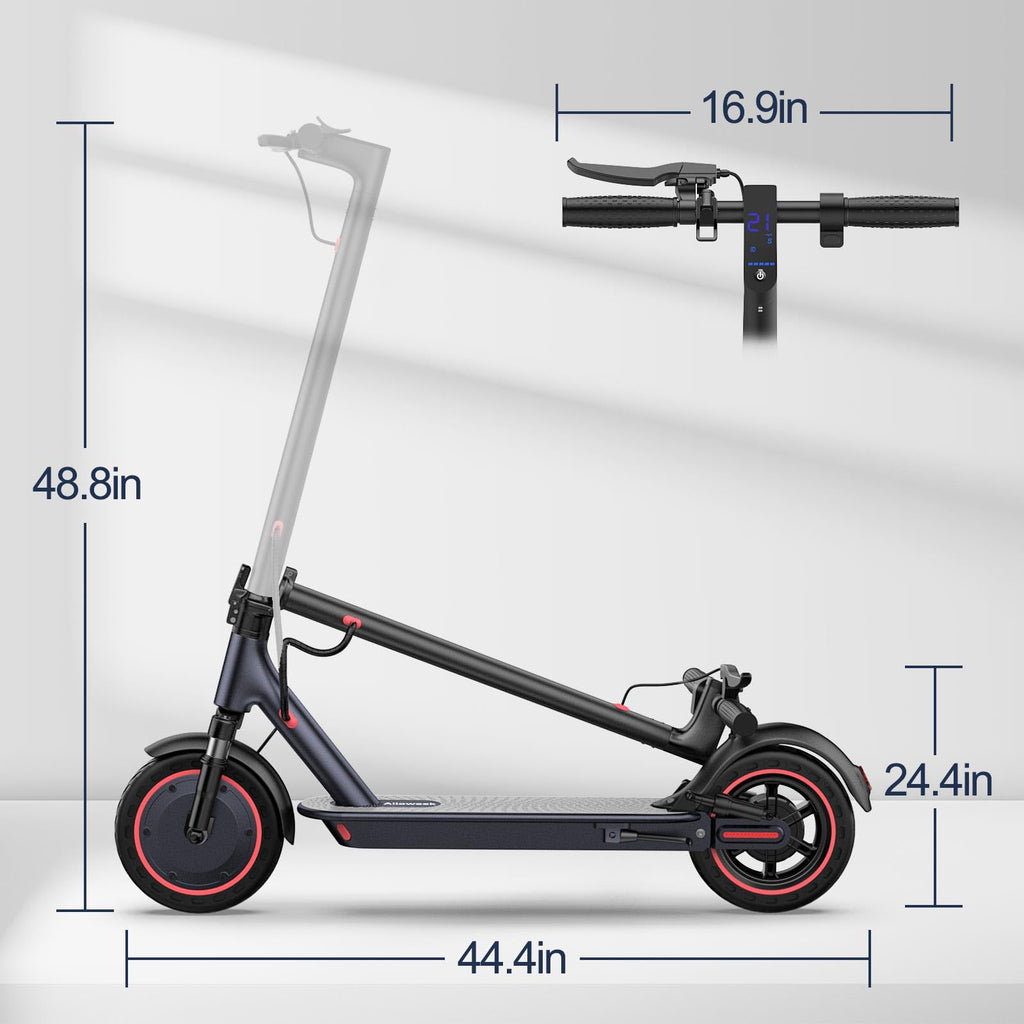 Alloweek A1 Electric Scooter, 10" Anti Flat Solid Tire, 500W Motor, Max 21 Miles Range, 19 Mph Top Speed, Dual Braking Sport Scooter, 2 Wheels, Height Handlebars
