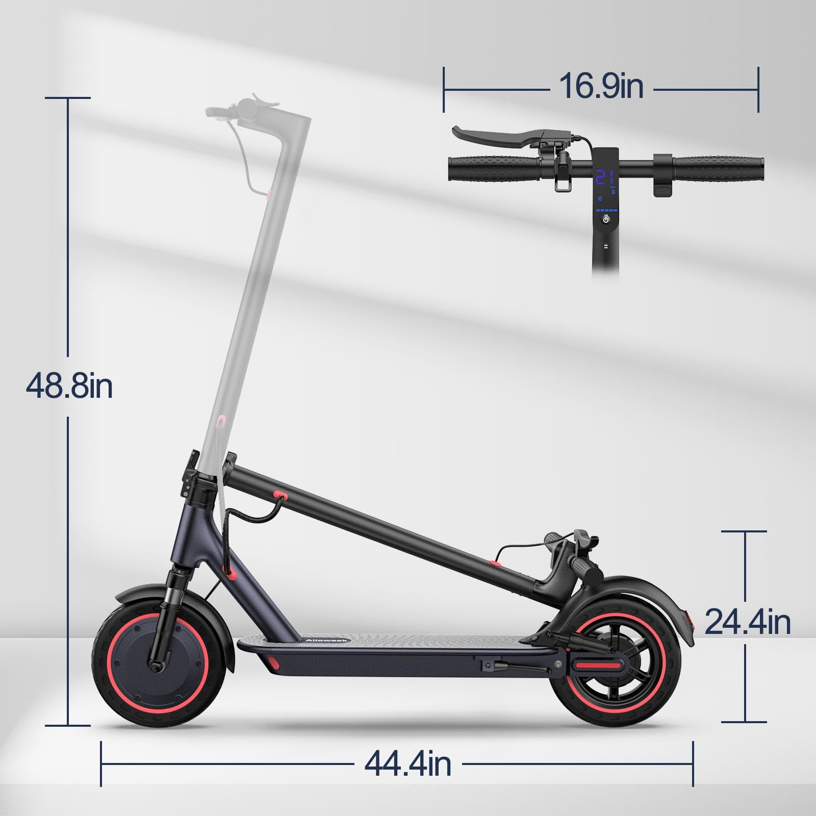 Alloweek A1 Electric Scooter, 10" Anti Flat Solid Tire, 500W Motor, Max 21 Miles Range, 19 Mph Top Speed, Dual Braking Sport Scooter, 2 Wheels, Height Handlebars