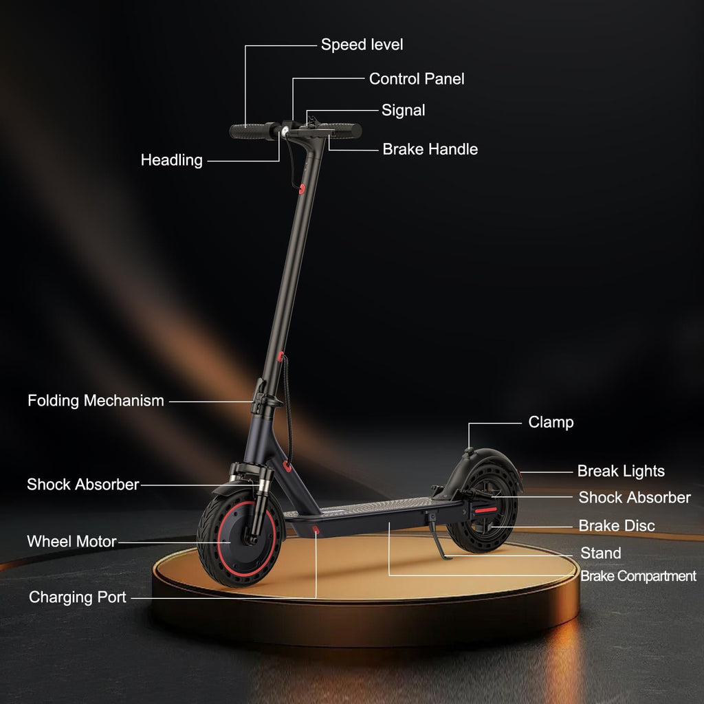 Alloweek A1 Electric Scooter, 10" Anti Flat Solid Tire, 500W Motor, Max 21 Miles Range, 19 Mph Top Speed, Dual Braking Sport Scooter, 2 Wheels, Height Handlebars