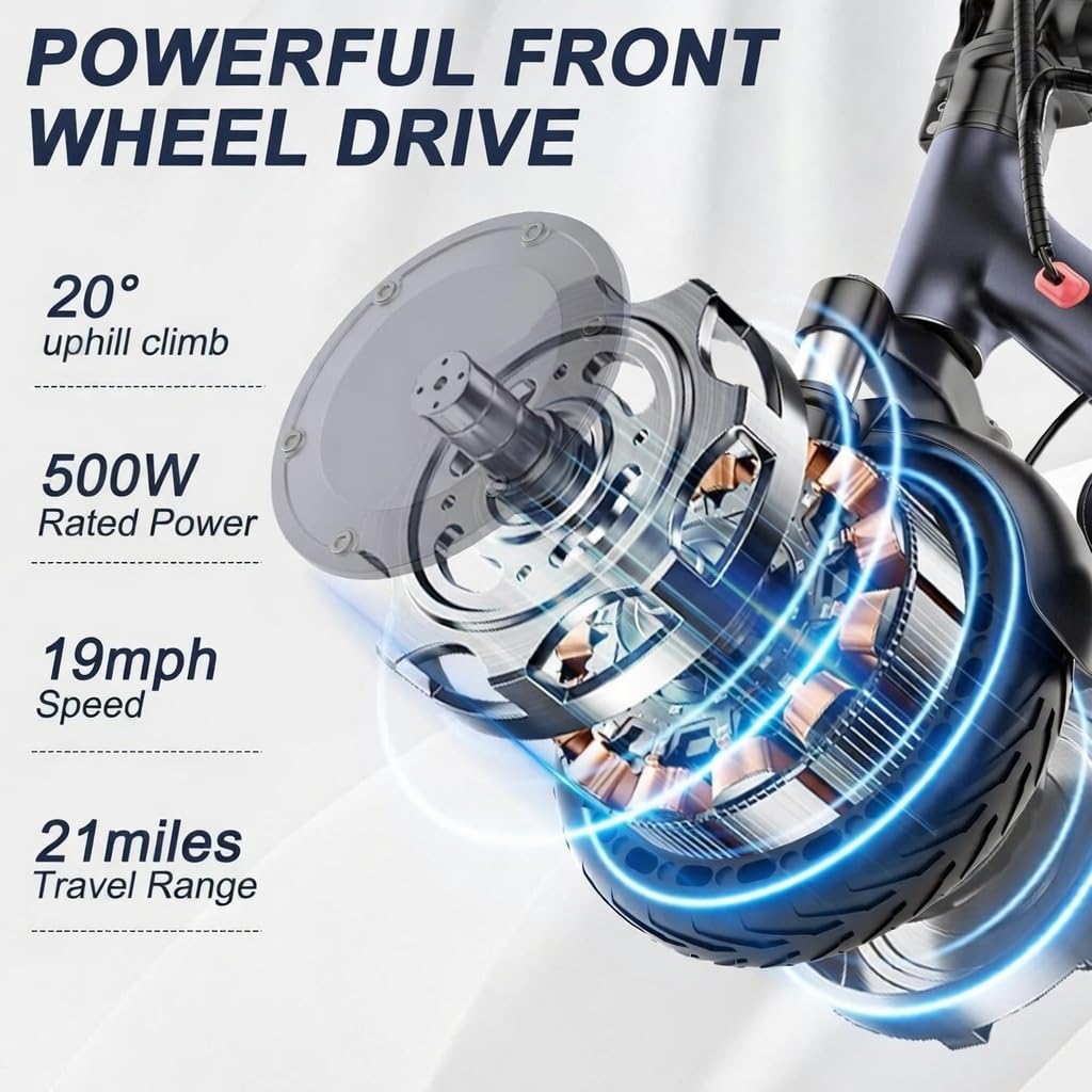 Alloweek A1 Electric Scooter, 10" Anti Flat Solid Tire, 500W Motor, Max 21 Miles Range, 19 Mph Top Speed, Dual Braking Sport Scooter, 2 Wheels, Height Handlebars