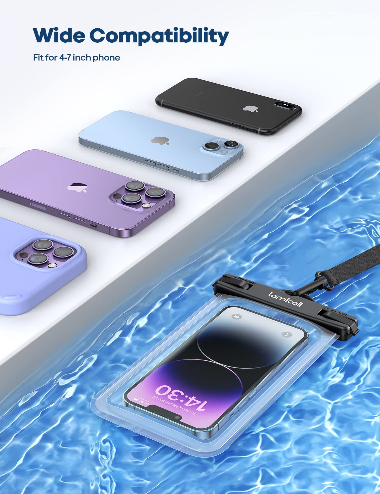 Lamicall Waterproof Phone Pouch Case - [2 Pack][Easy Lock & Heavy Duty] IPX8 Water Proof Cell Phone Dry Bag for Beach, Mom Gift Protector for iPhone 17 16 15 14 13 12 11 Pro Max Plus, Galaxy S25, 4-7"