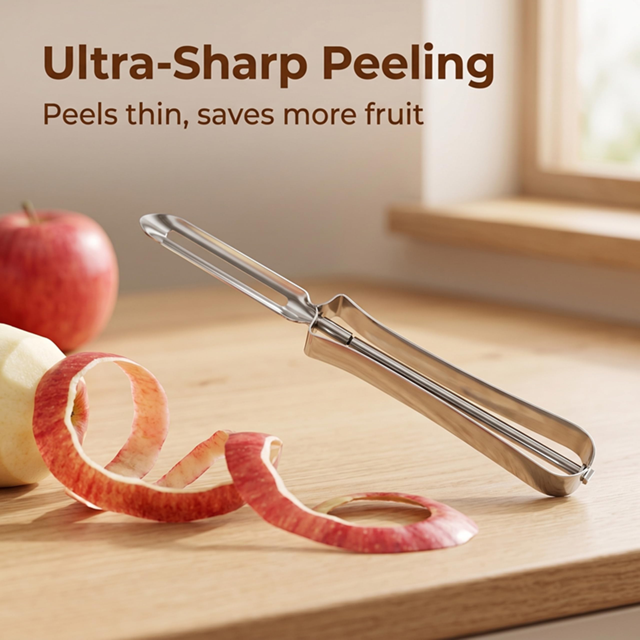 Aniso Kitchen vegetable peeler Stainless steel rotary peeler for vegetable and carrot fruit，with ergonomic safety and control handle-Dishwasher Safety