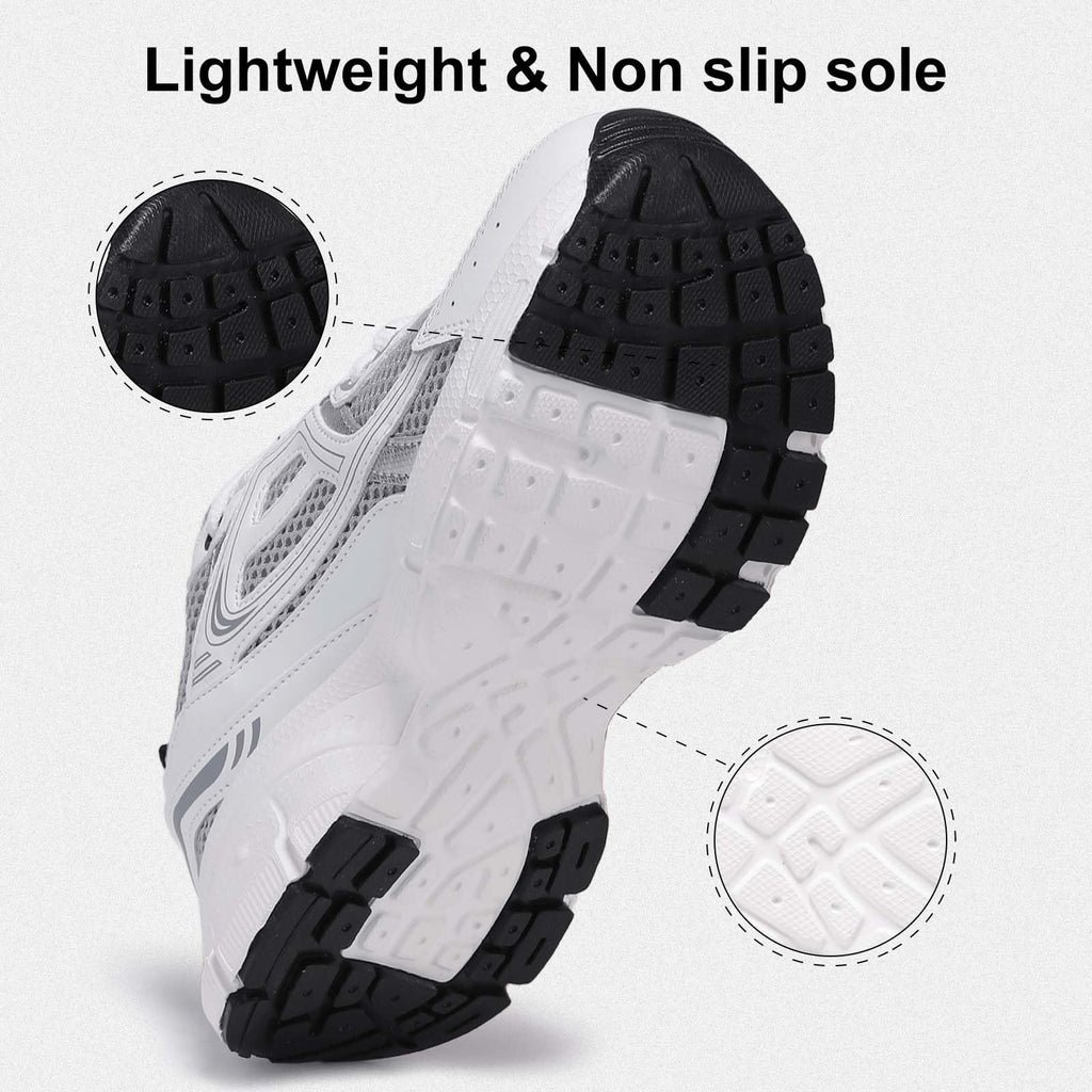 BAASPLOA Women's Chunky Fashion Sneakers Casual Sports Shoes Mesh Breathable Athletic Gym Workout Tennis Shoe Platform Thick Walking Shoes B-Grey