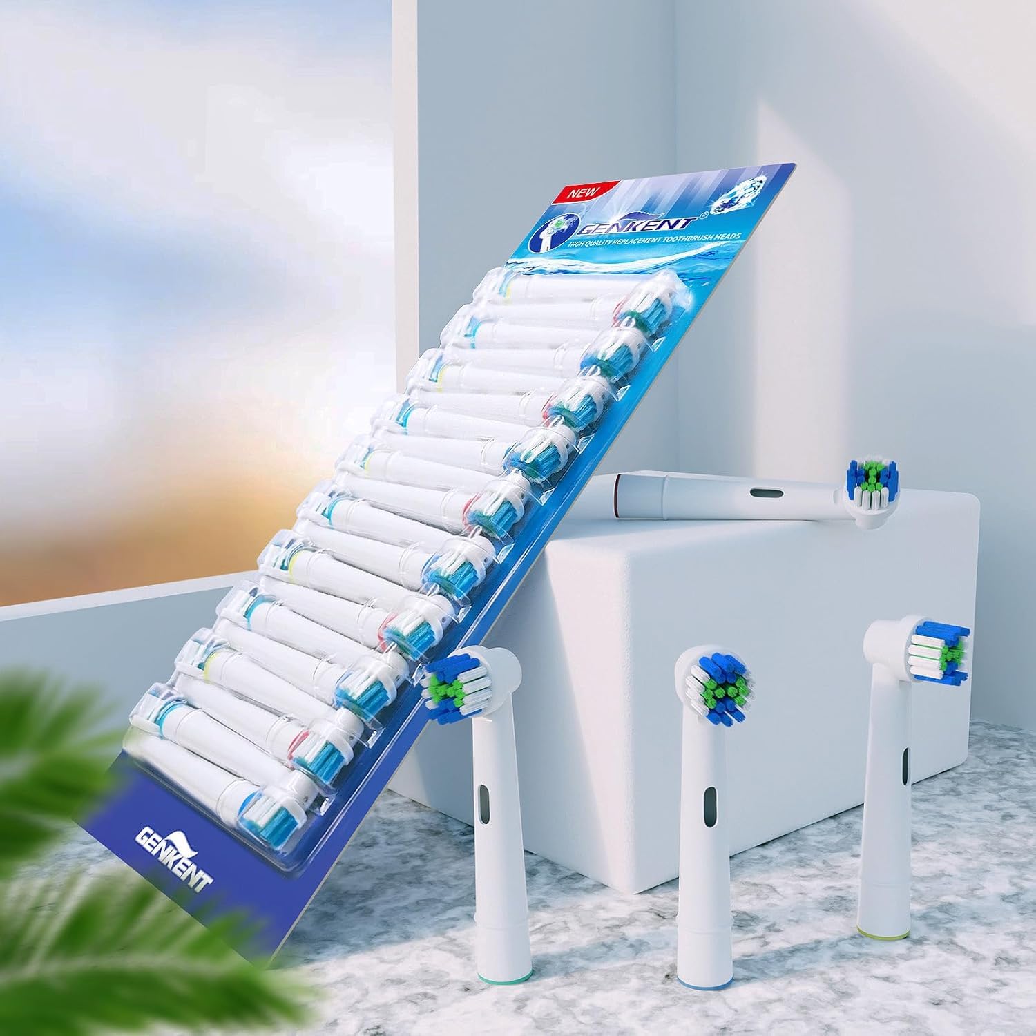 Genkent Testine Compatibile con Braun Oral b Spazzolino Elettrico, 20 Testina di Ricambio adatto a Pro/Advance Power/Smart/Vitality/Genius Series