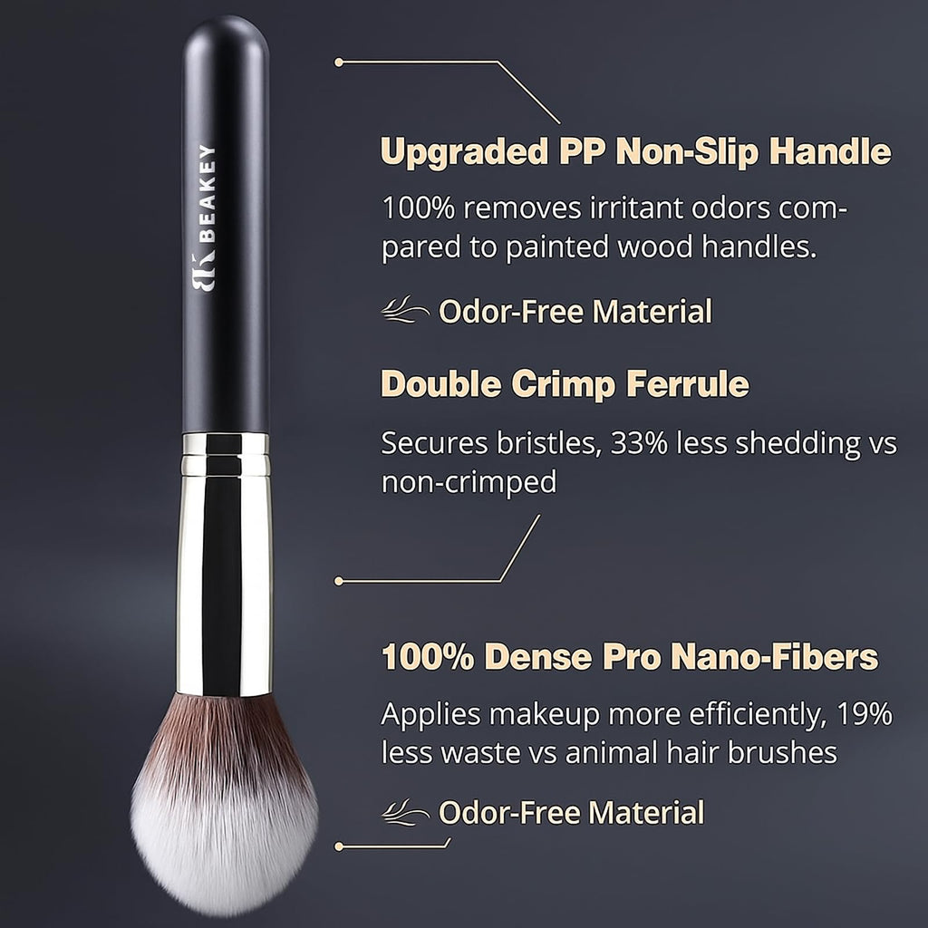 BEAKEY Makeup Brushes Set, Professional Foundation Eyeshadow Concealer Blush Powder Bronzer Applicator, 2 Blender Sponge with Beauty Paper Case