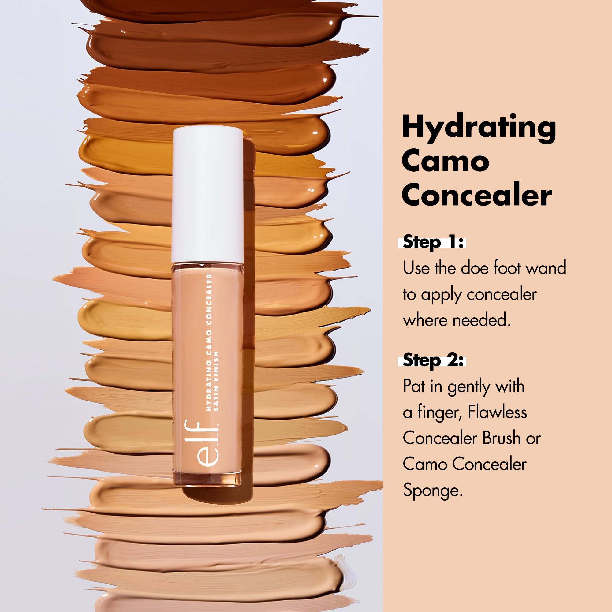 e.l.f. Hydrating Camo Concealer, Covers Blemishes & Under-Eye Circles, Full-Coverage & Delivers A Satin Finish, Vegan & Cruelty-Free, Light Sand