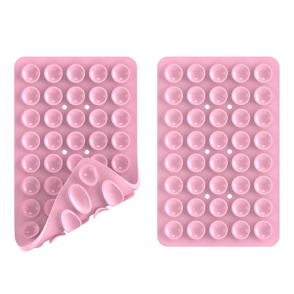 CMZZ Double Sided Silicone Suction Phone Holder Mount, Silicon Accessory for iPhone and Android, Hands-Free Mirror Shower Phone Holder, TikTok Videos and Selfies (Light Pink+Transparent)