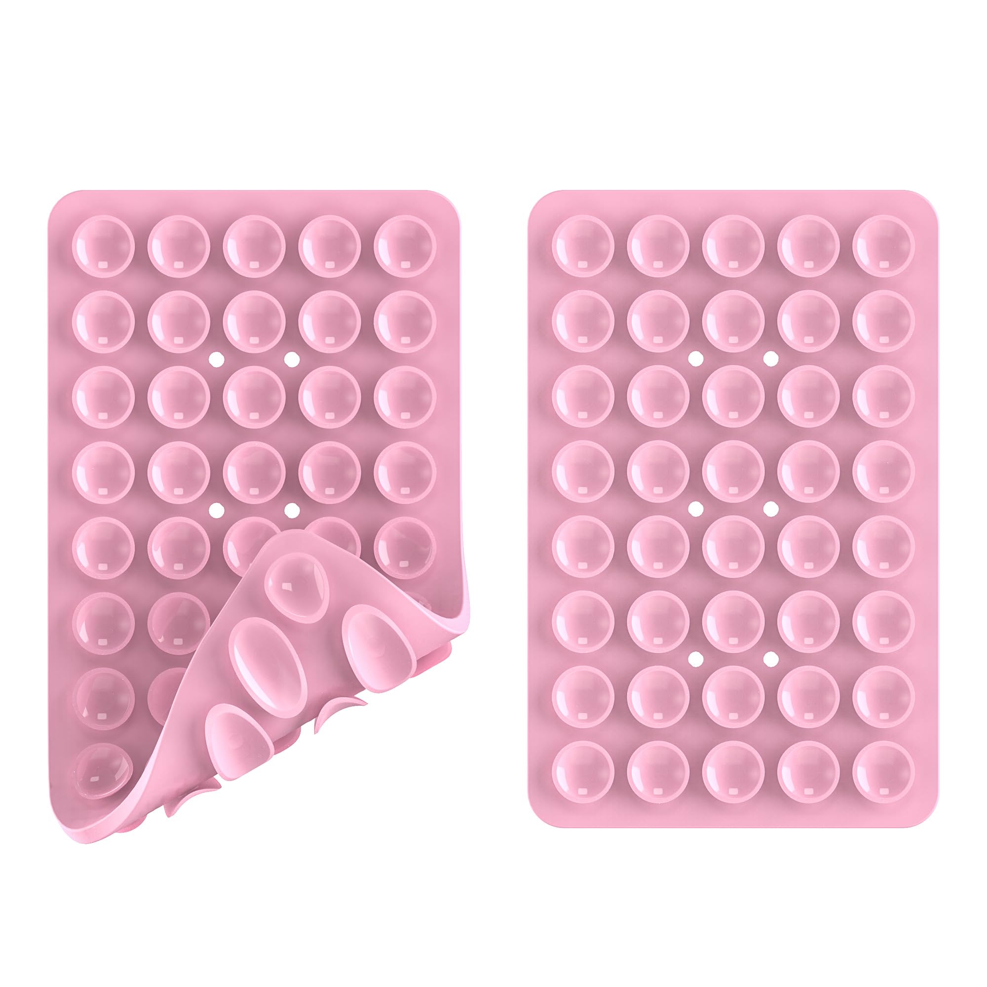 CMZZ Double Sided Silicone Suction Phone Holder Mount, Silicon Accessory for iPhone and Android, Hands-Free Mirror Shower Phone Holder, TikTok Videos and Selfies (Light Pink+Transparent)
