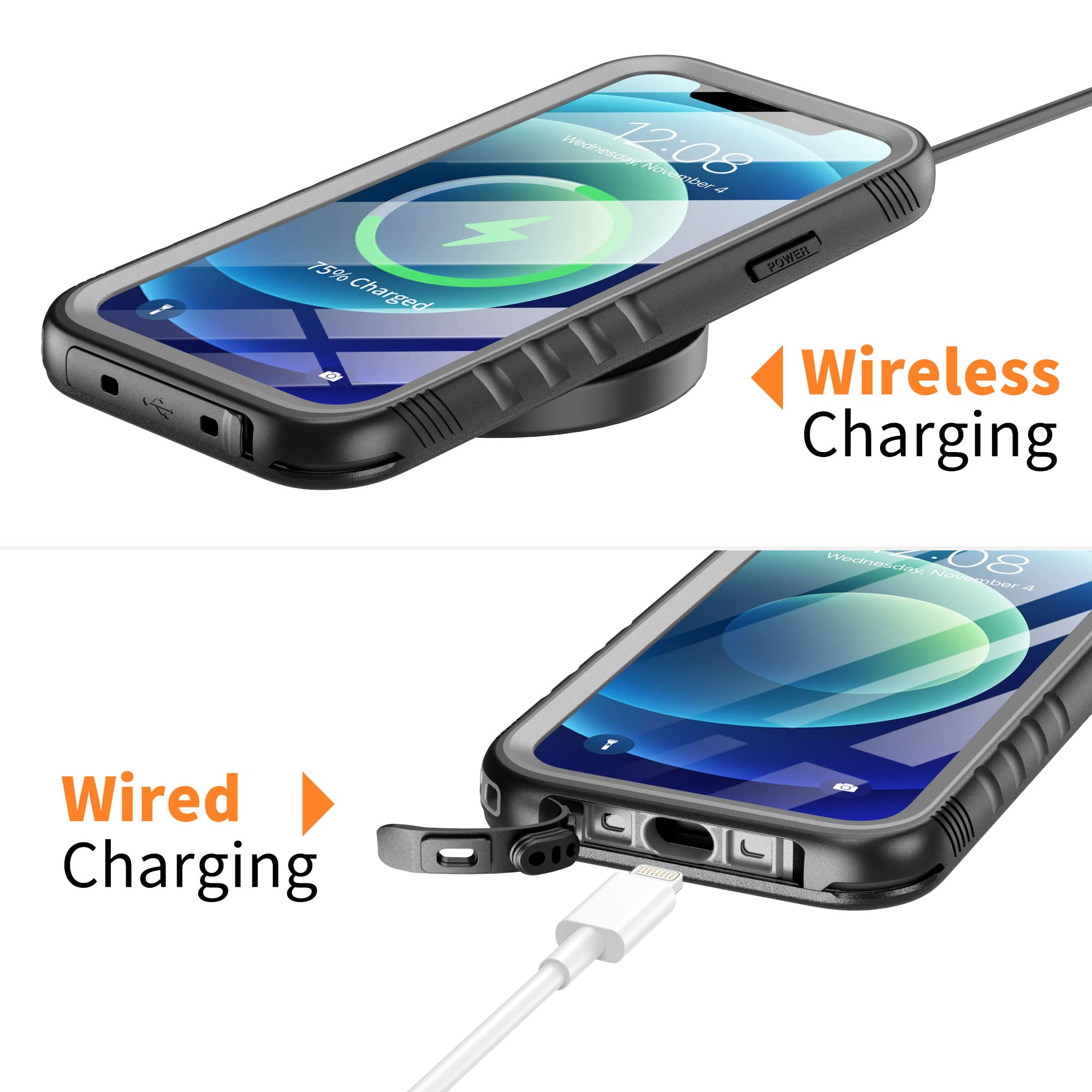 Cozycase TOP Military IP68 Waterproof Case for iPhone 12 / 12 Pro - Heavy Duty 360 Shockproof Full Body with Screen Camera Protector Double Water Dust Drop Proof Hard Rugged Tough Front Back Cover