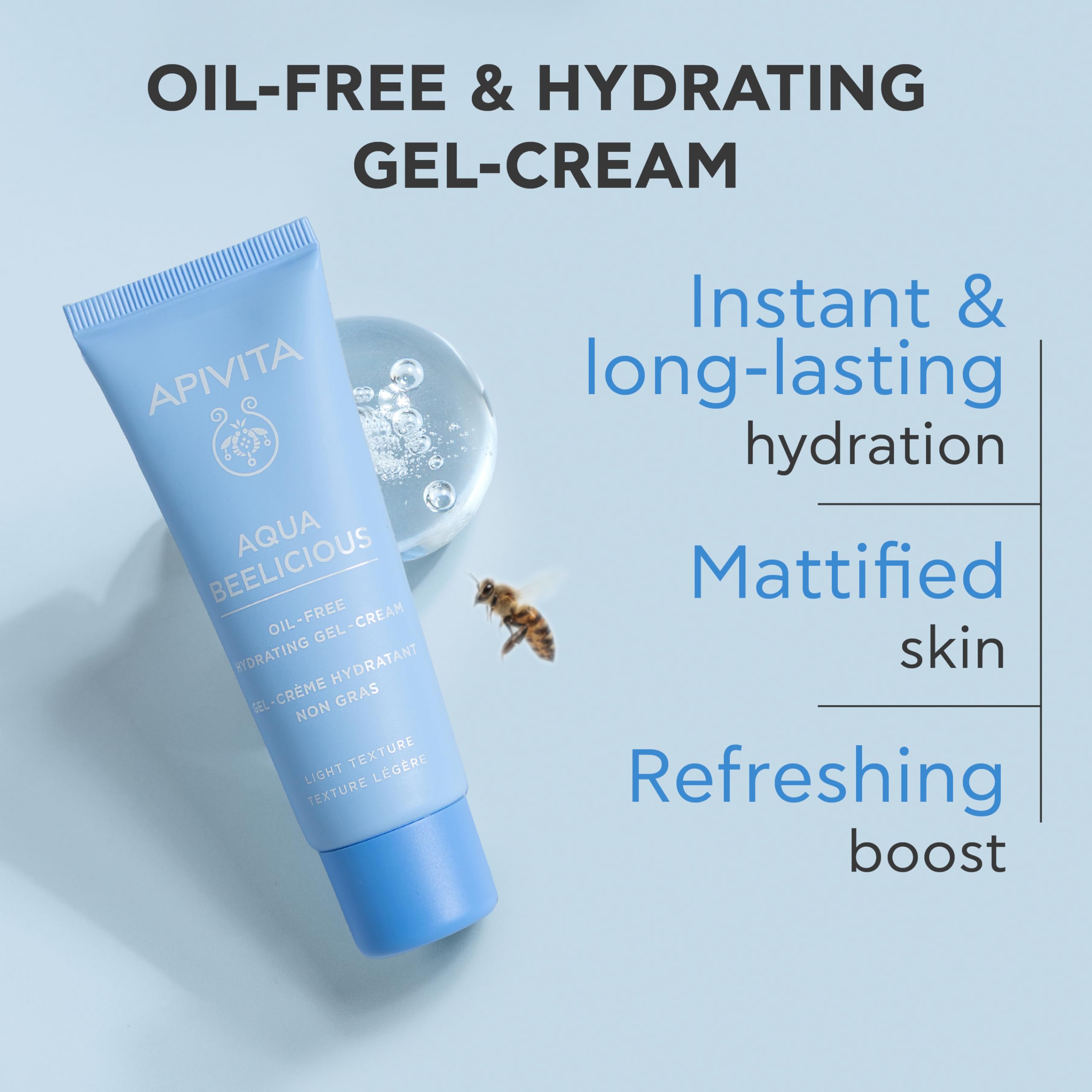 Apivita Aqua Beelicious Face Gel-Cream, Oil-Free Hydrating Gel-Cream with Honey, Hyaluronic Acid & Flowers