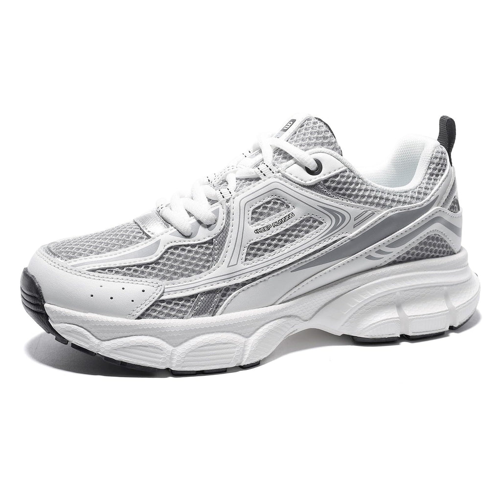 BAASPLOA Women's Chunky Fashion Sneakers Casual Sports Shoes Mesh Breathable Athletic Gym Workout Tennis Shoe Platform Thick Walking Shoes B-Grey