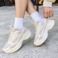 BAASPLOA Women's Fashion Sneakers Chunky Breathable Walking Shoes Casual Mesh Athletic Tennis Shoes with Thick Sole for Women Gym Workout B-Beige