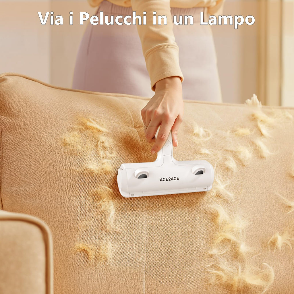 ACE2ACE Spazzola Togli Peli Animali, Spazzola Peli Cane e Gatto, Leva Peli Animali Domestici, Rimuovi e Raccogli peli Animali, Riutilizzabile Rullo Spazzola per Cuccia, Tappeti, Divani, Vestiti