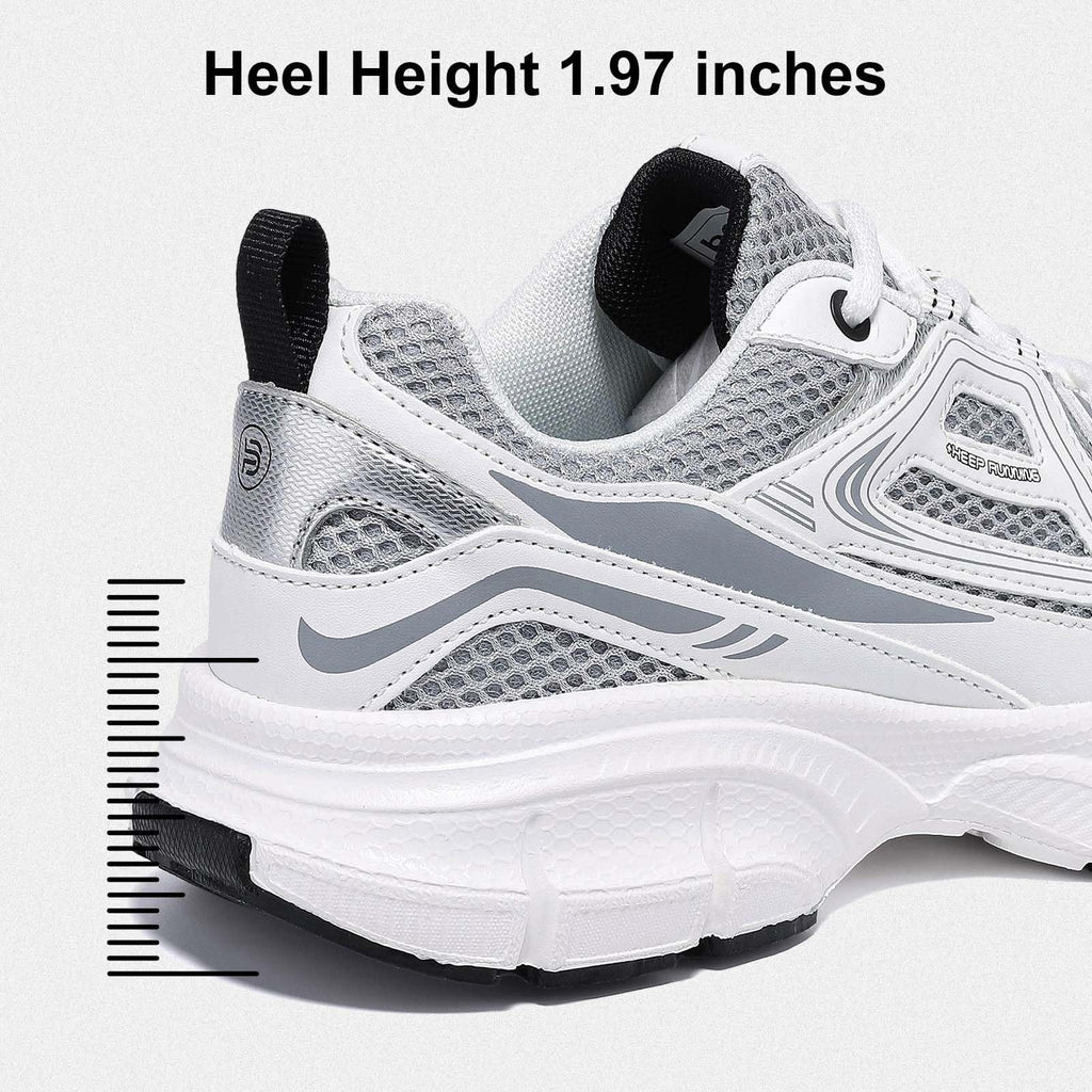 BAASPLOA Women's Chunky Fashion Sneakers Casual Sports Shoes Mesh Breathable Athletic Gym Workout Tennis Shoe Platform Thick Walking Shoes B-Grey
