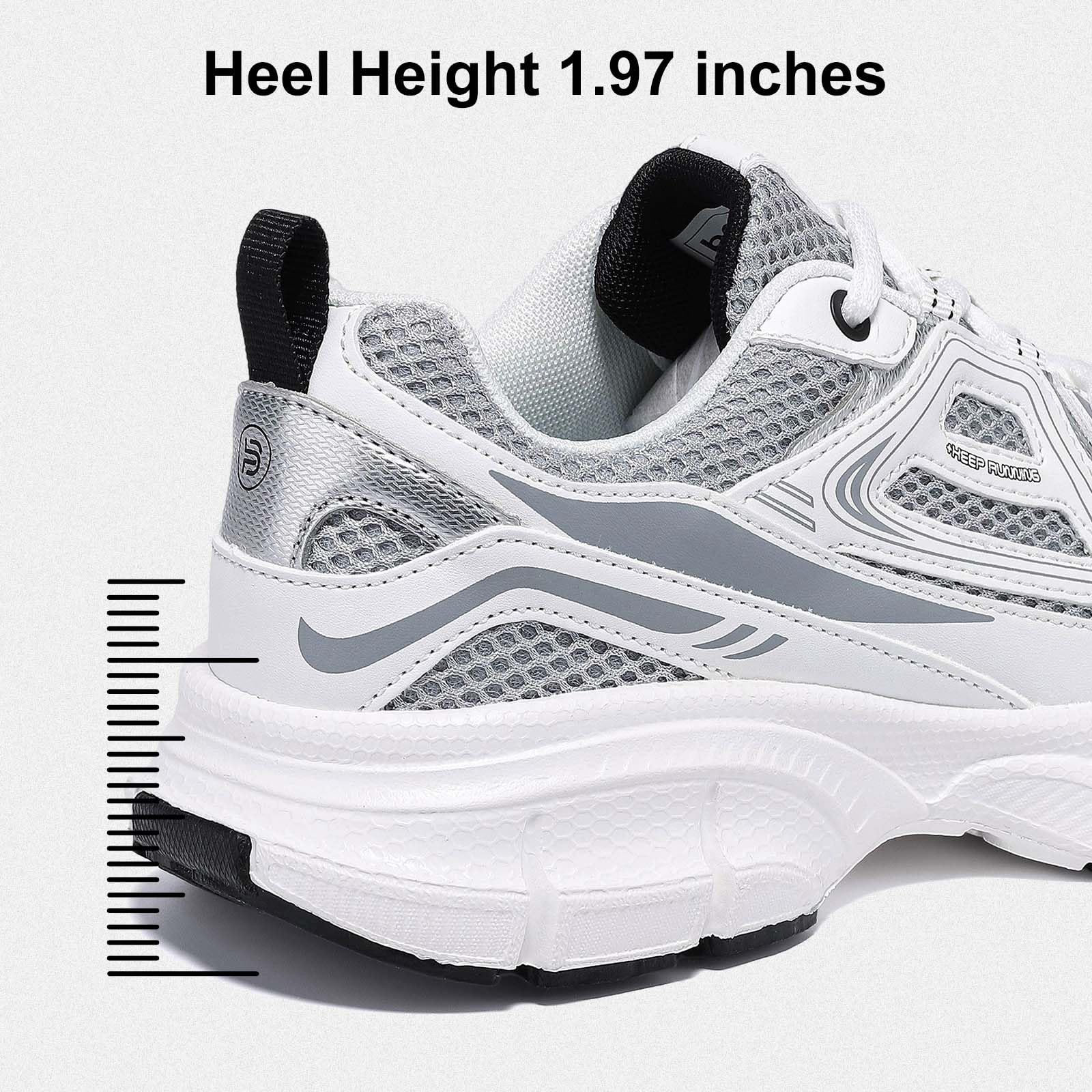 BAASPLOA Women's Chunky Fashion Sneakers Casual Sports Shoes Mesh Breathable Athletic Gym Workout Tennis Shoe Platform Thick Walking Shoes B-Grey