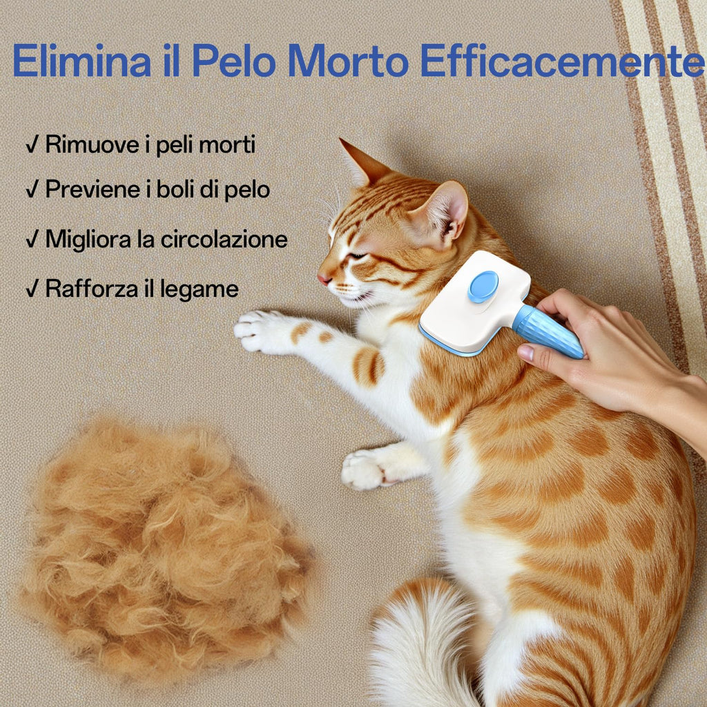 ACE2ACE Spazzola Gatto Cane Pelo Lungo e Corto, Autopulente Spazzola Morbida per Gatti e Cani, Cardatore per Cani Gatti, Brush per Barboncino,Golden Retriever,Labrador,Husky,Bulldog,Maltese, Blu