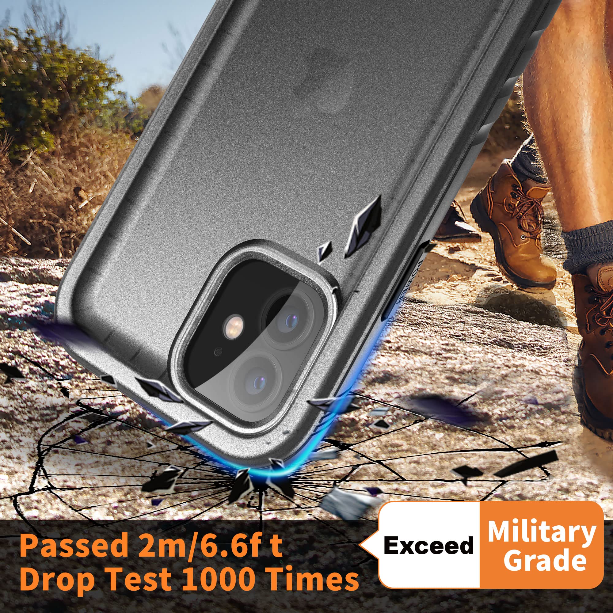 Cozycase TOP Military IP68 Waterproof Case for iPhone 12 / 12 Pro - Heavy Duty 360 Shockproof Full Body with Screen Camera Protector Double Water Dust Drop Proof Hard Rugged Tough Front Back Cover